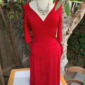 Red with white polka dot dress